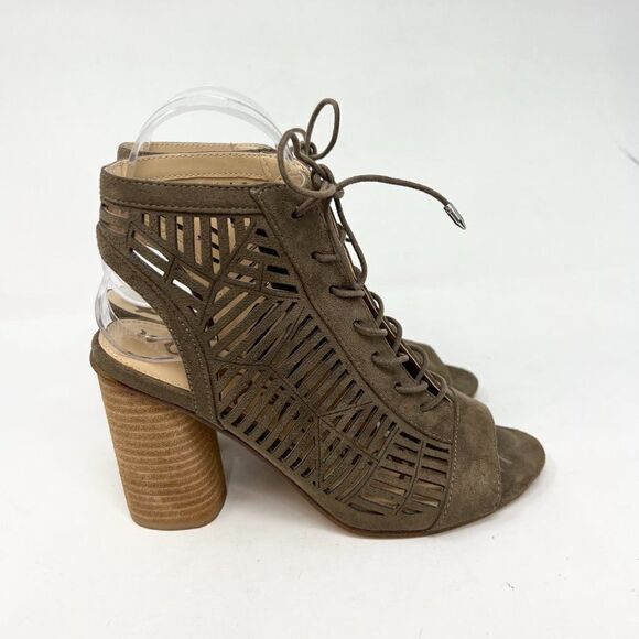 Sam Edelman Womens Taupe Rocco Suede Lace Up Comfort Pump Heels Size US 7M - Picture 1 of 11